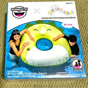 NIB Squishmallow x Bigmouth inflatable Tristan the Triceratops pool float